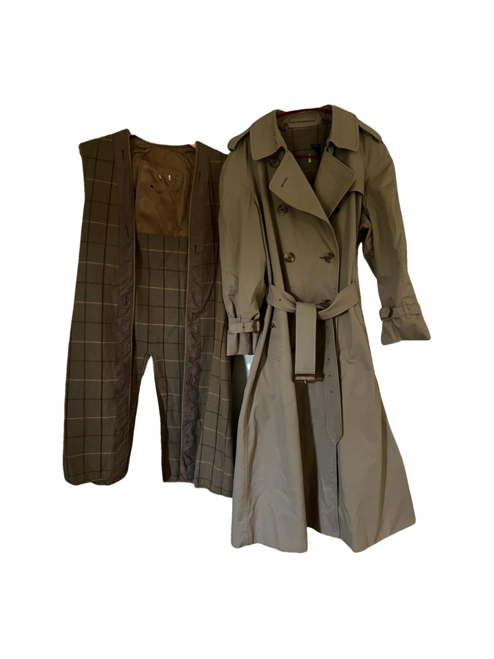 Vintage Burberry Double-Breasted Trench Coat with detachable wool inner liner